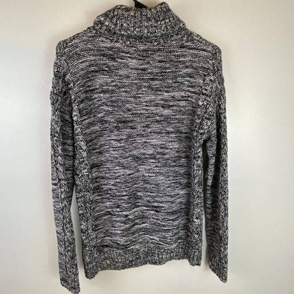 Gap Cable Knit Turtleneck Sweater Womens Black White Marled Size Large - Picture 2 of 5